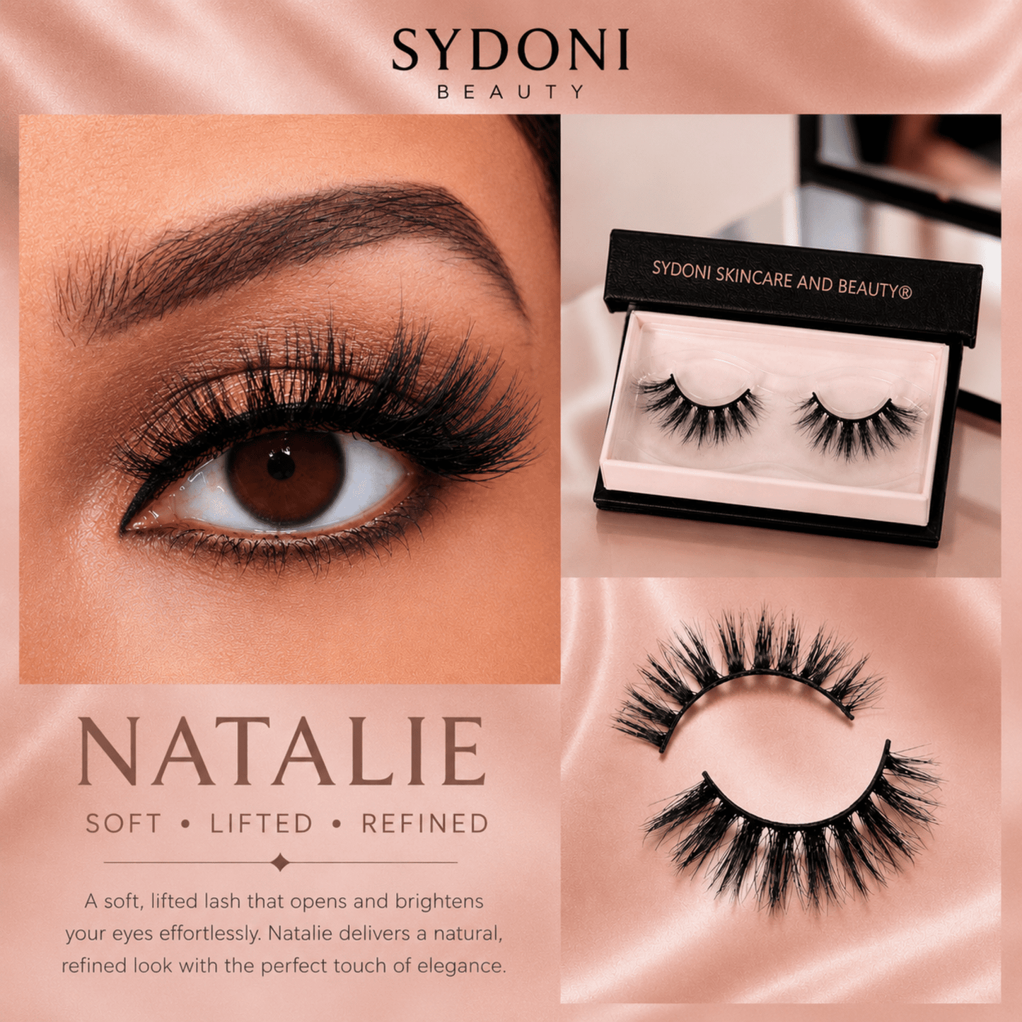 SYDONI "NATALIE" LUXURY MINK LASHES - Handcrafted Soft Glam Inspired by a Daughter Who Makes Her Timeless Natural Beauty Look Effortless