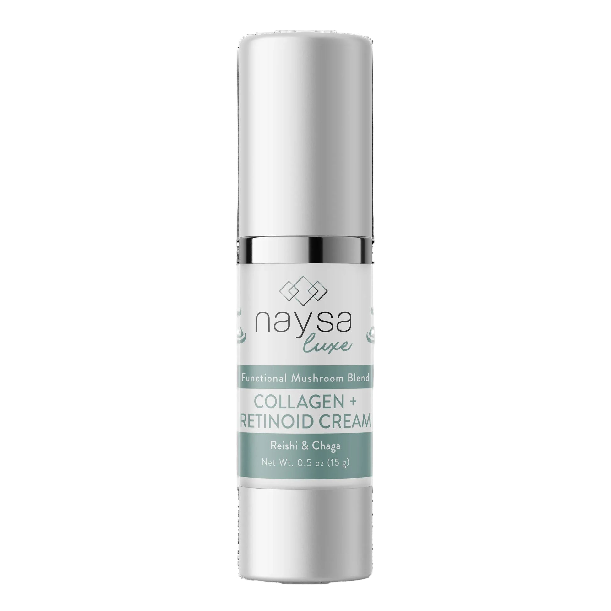 Naysa Luxe Collagen + Retinoid Cream bottle on a white background