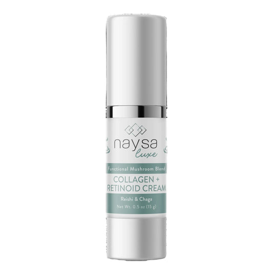Naysa Luxe Collagen + Retinoid Cream bottle on a white background