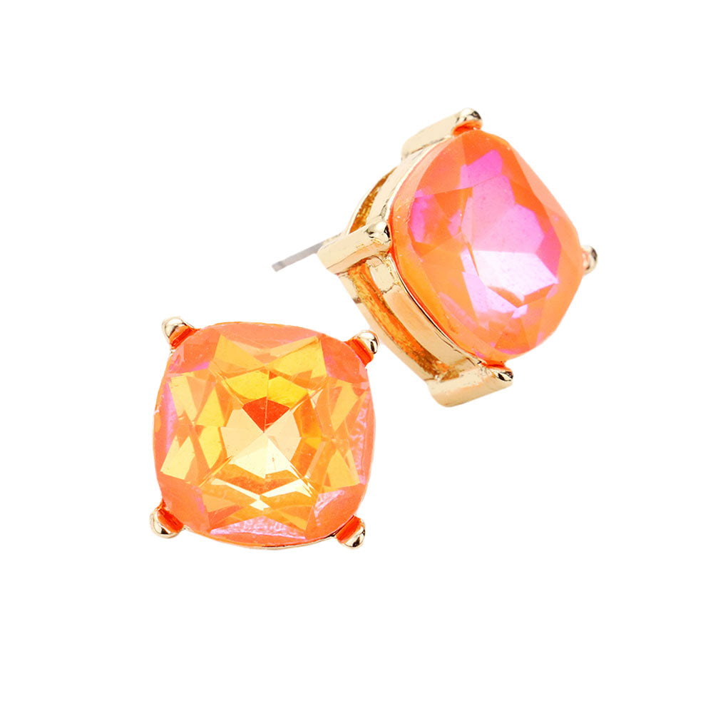 Square Stone Stud Earrings