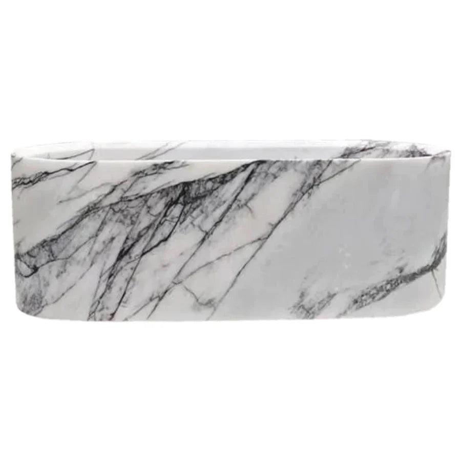 Polished Marble Hand Carved Freestanding Bathtub 32 x 73 x 24