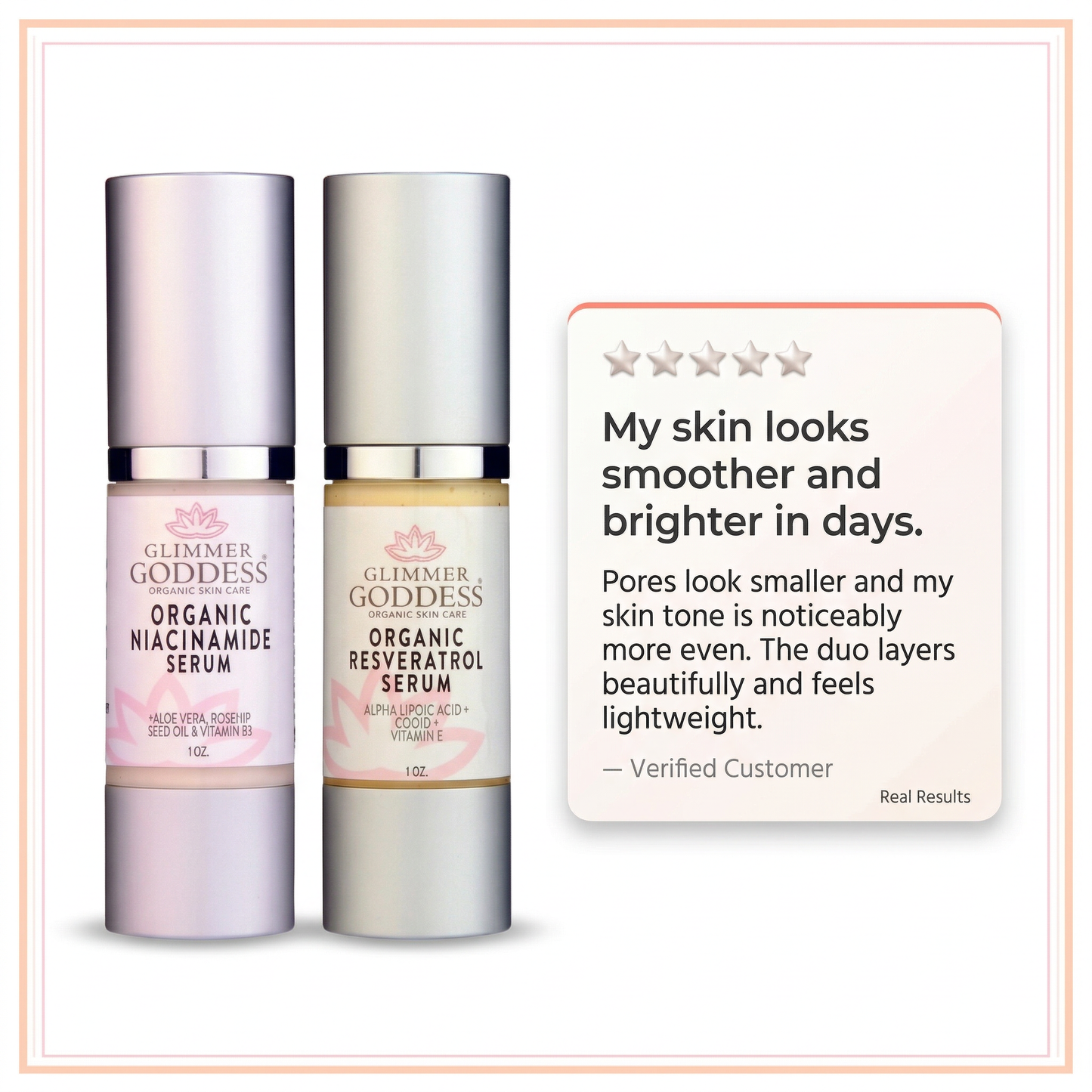 Organic Niacinamide + Resveratrol Serum Duo – Pore Refining & Brightening