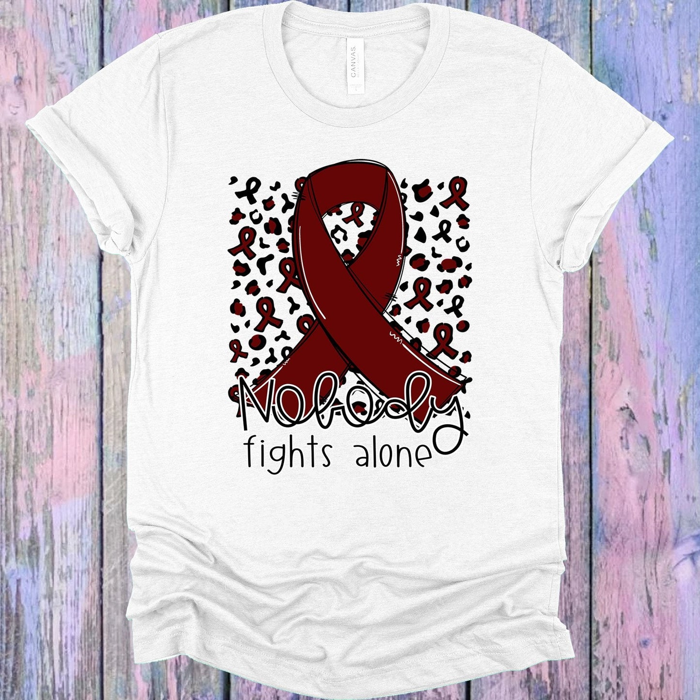 Nobody Fights Alone Maroon Ribbon Graphic Tee