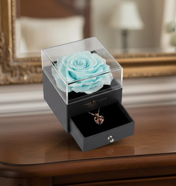 Preserved Rose Jewelry Box Necklace