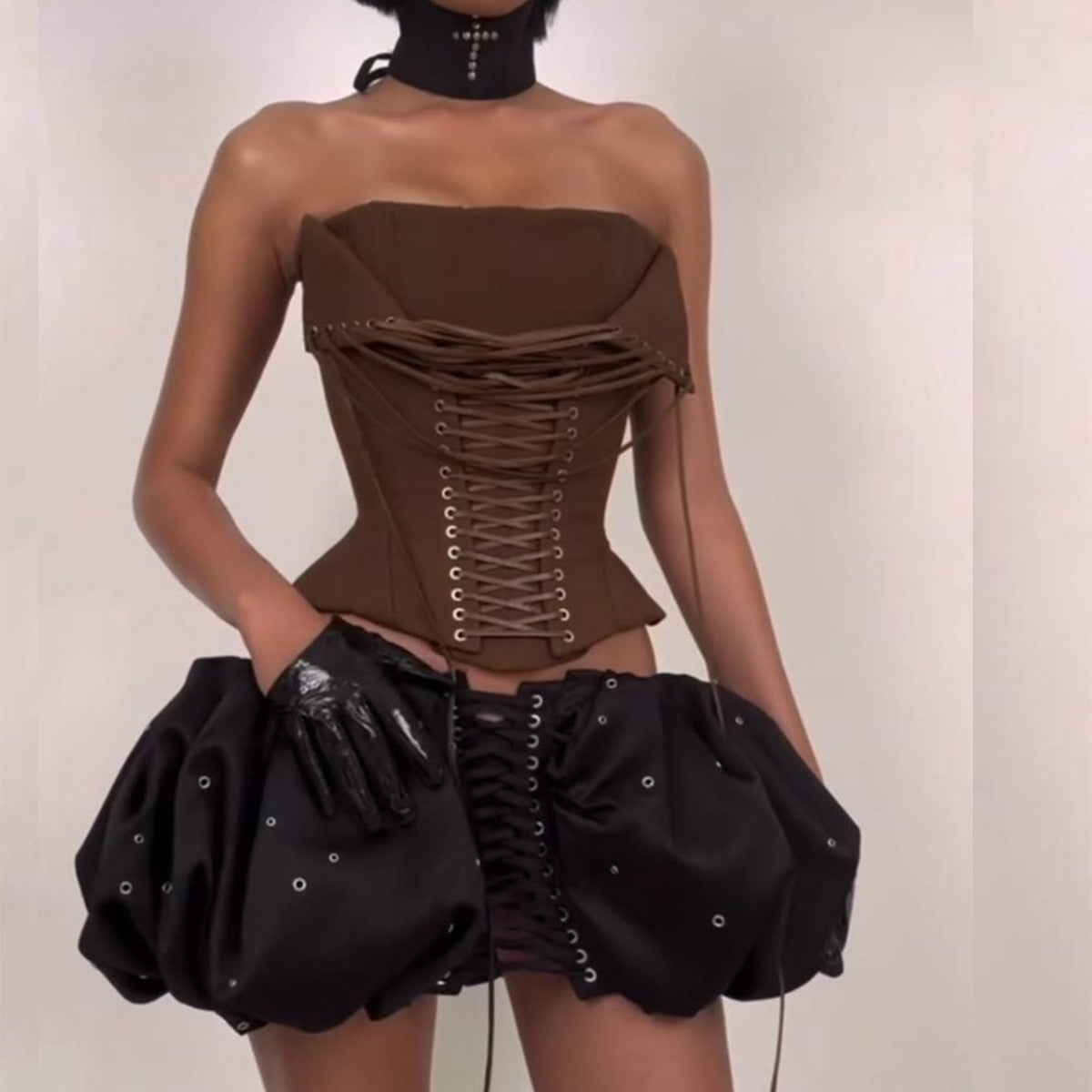 Advanced Design Boning Corset Lace Up Tube Top