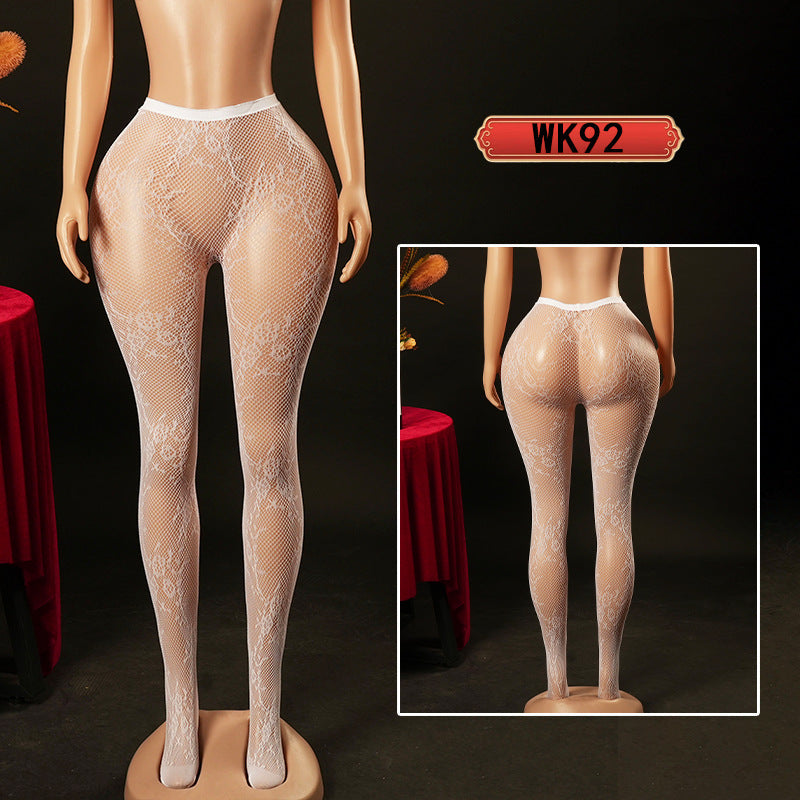 Erotic Pantyhose Fishnet Stockings Nightclub Sexy Floral Jacquard Pure Desire Flirting Hollow Out