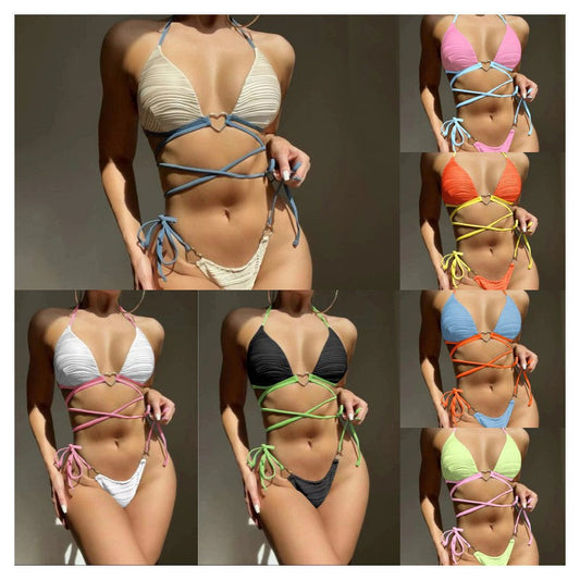 Two Piece Hard Cup Bikini Women's Swimsuit Backless Bathing Suit