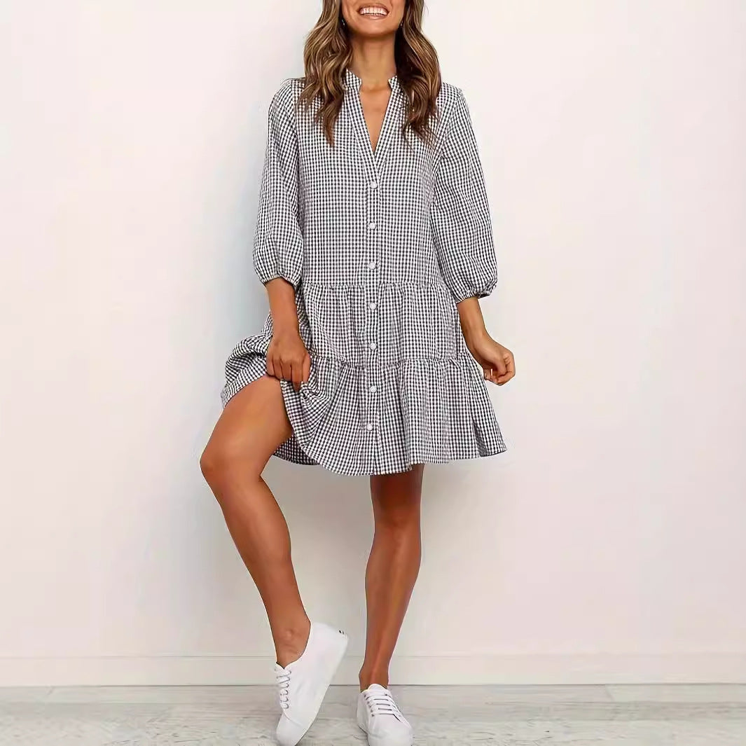 Loose plaid dress, women's Dress