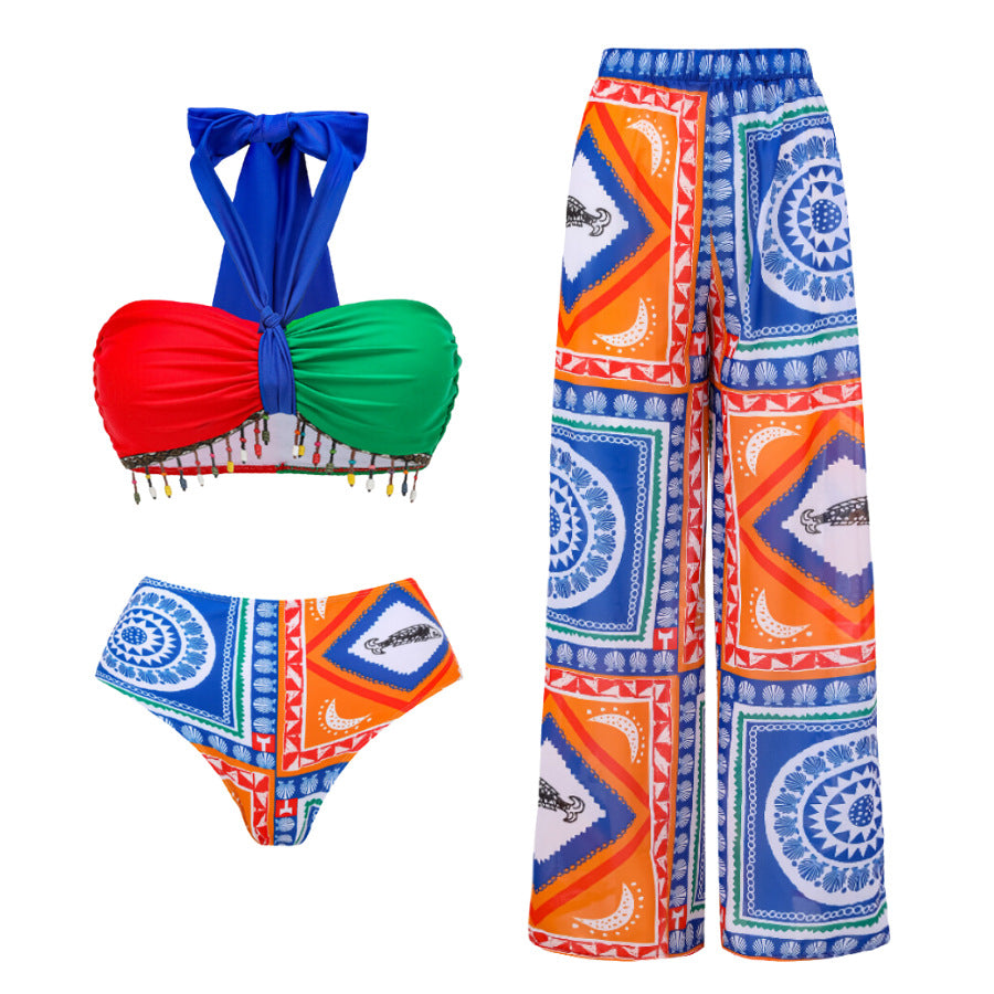 Push up Bikini Sexy High Waist Bikini Split Swimsuit Suit Chiffon Trousers