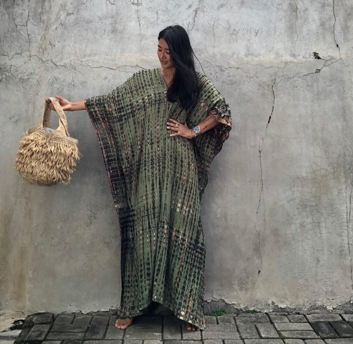 Cotton Ombre Beach Robe ¨C Loose Striped Bikini Cover-Up Dress, Vacation Maxi Kimono