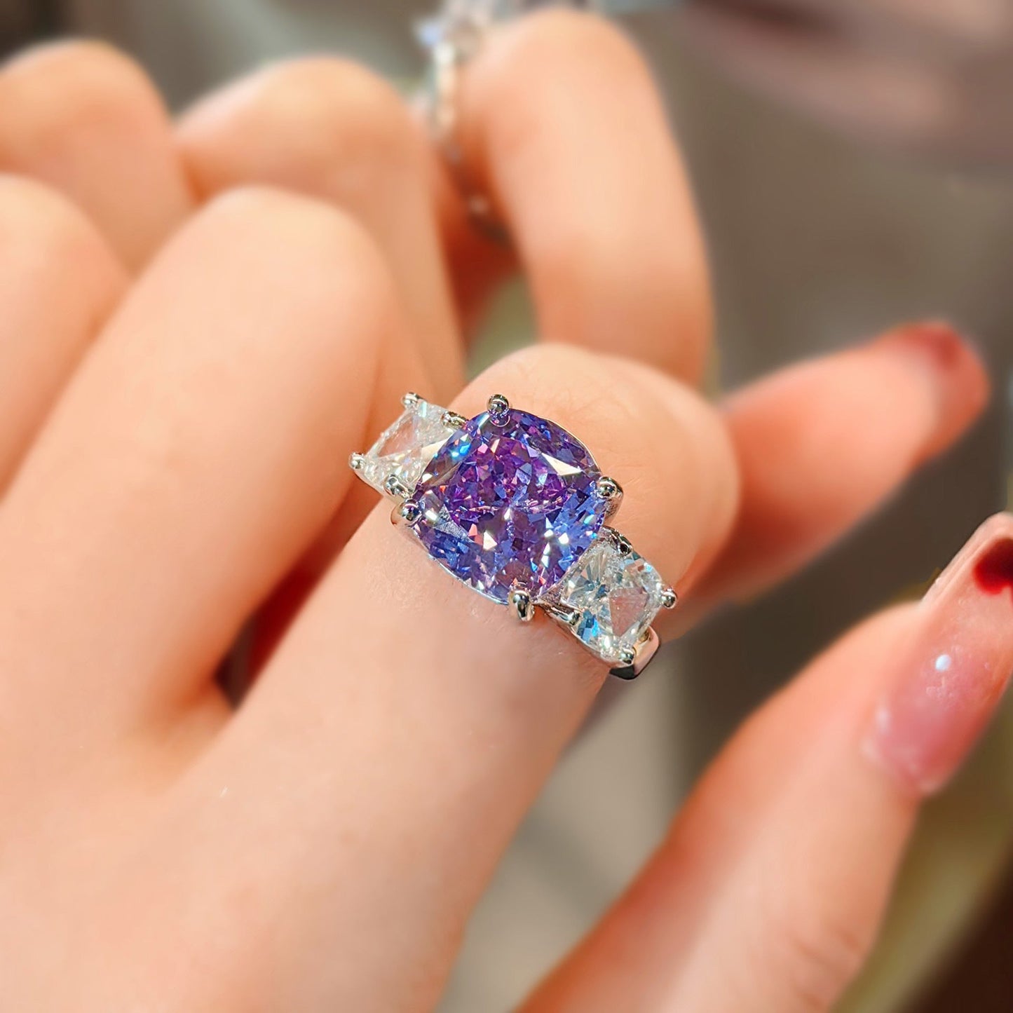 Women's Pink Diamond Ice Flower Cut High Carbon Rhinestone Advanced Luxury Jewelry Set