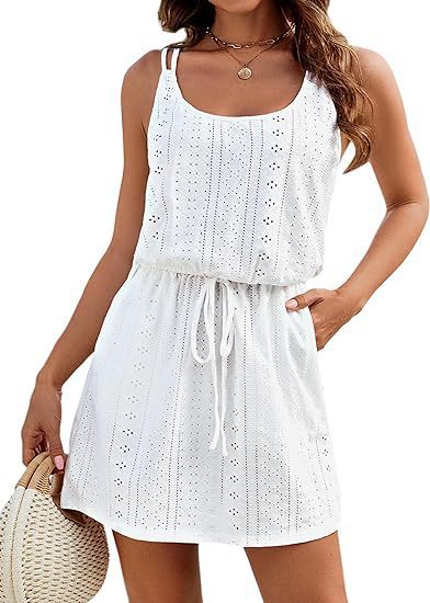Women's Skeleton Swimsuit Blouse Crossed Back Swimming Blouse Thin Straps Bohemian Summer Dress