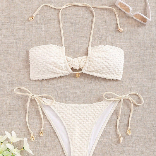 Women's Bikini Two Piece Swimsuit Shell Minimalist Swimsuit Set