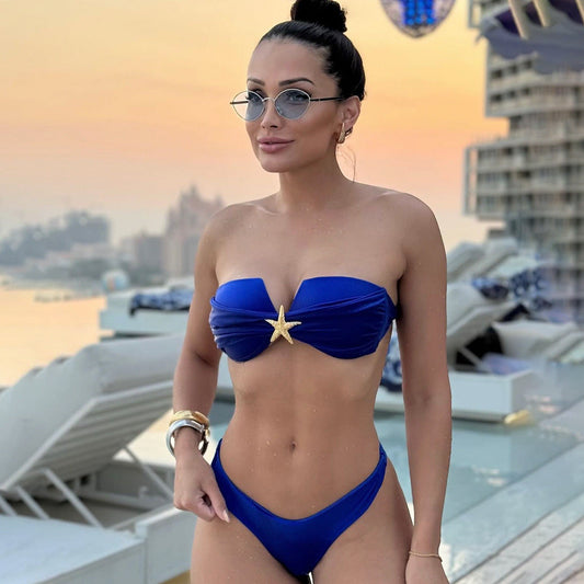 Bikini Sexy Bikini Tube Top Stitching Split Women Swimsuit Swimsuit Women