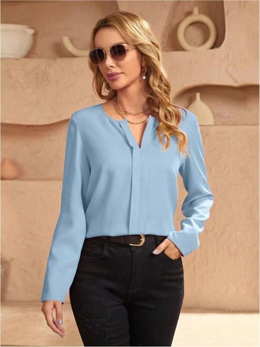 Women Clothing Spring Summer Satin Faux Silk Shirt Satin