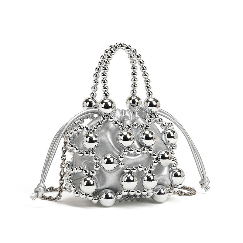 Special Interest Design Beaded Bag Fashionable All Match Exquisite Hollow Out Cutout Beads Woven Bag High Grade Portable Shoulder Messenger Bag