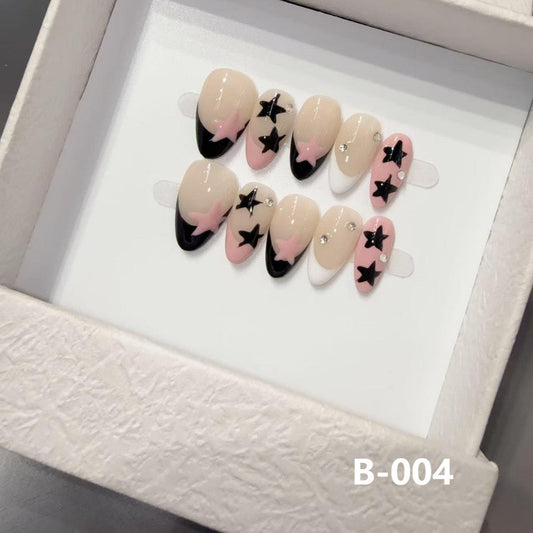 Real shot French star Handcrafted nail piece Press on Nails patch Douyin explosion short almond