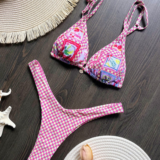 Swimwear Bikini Printed Sexy Backless Split Swimsuit Bikini