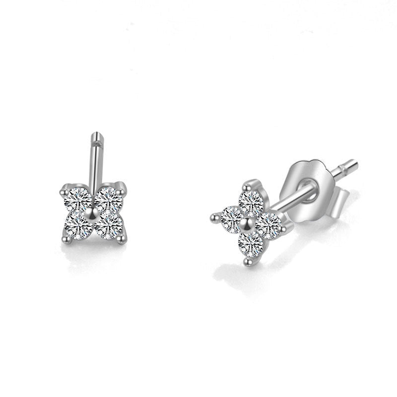 Women's Entry Lux Style Four-leaf Clover Zircon Niche Rings