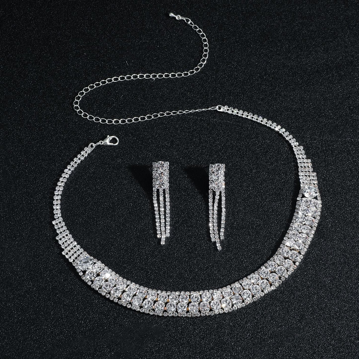 Luxury Super Flash Rhinestone Suite Bridal Jewelry Set