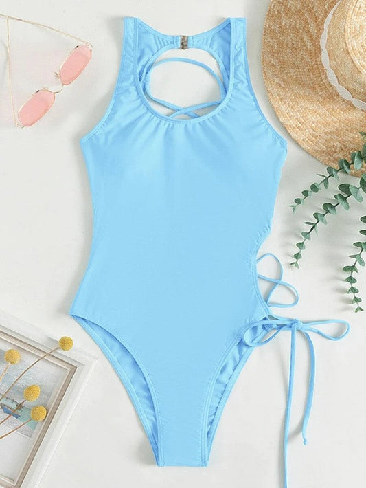 Sexy Solid Color Tied Swimsuit Women Triangle Beach Bikini Swimsuit