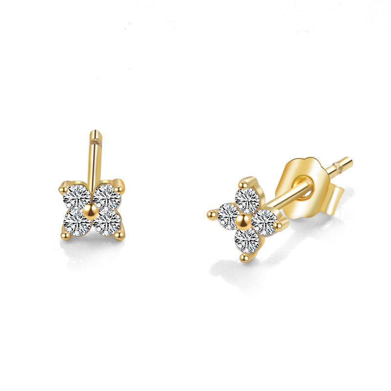 Women's Entry Lux Style Four-leaf Clover Zircon Niche Rings