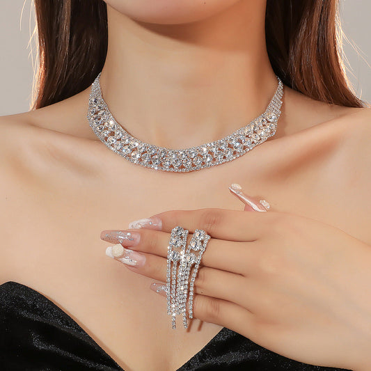 Luxury Super Flash Rhinestone Suite Bridal Jewelry Set