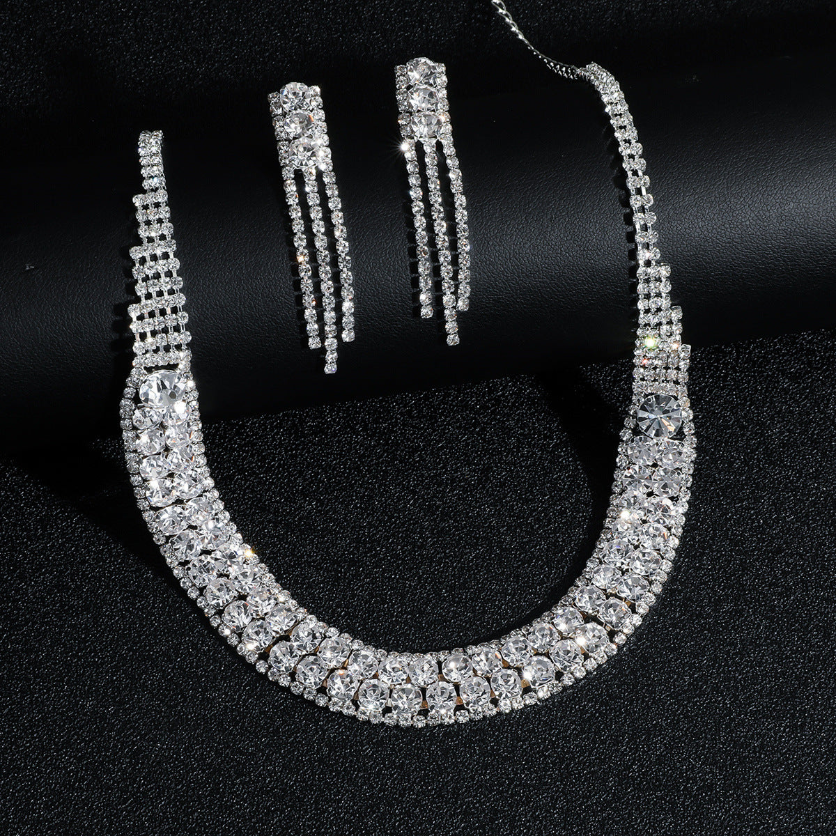Luxury Super Flash Rhinestone Suite Bridal Jewelry Set