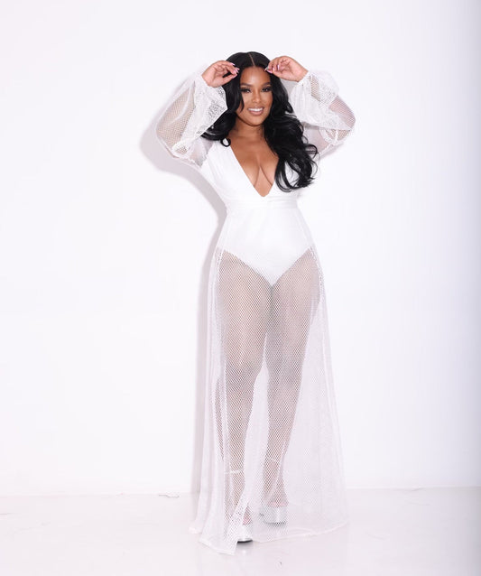 Women Clothing Mesh Jumpsuit Sexy V-neck Swimsuit Jumpsuit Beach Sun Protection Summer