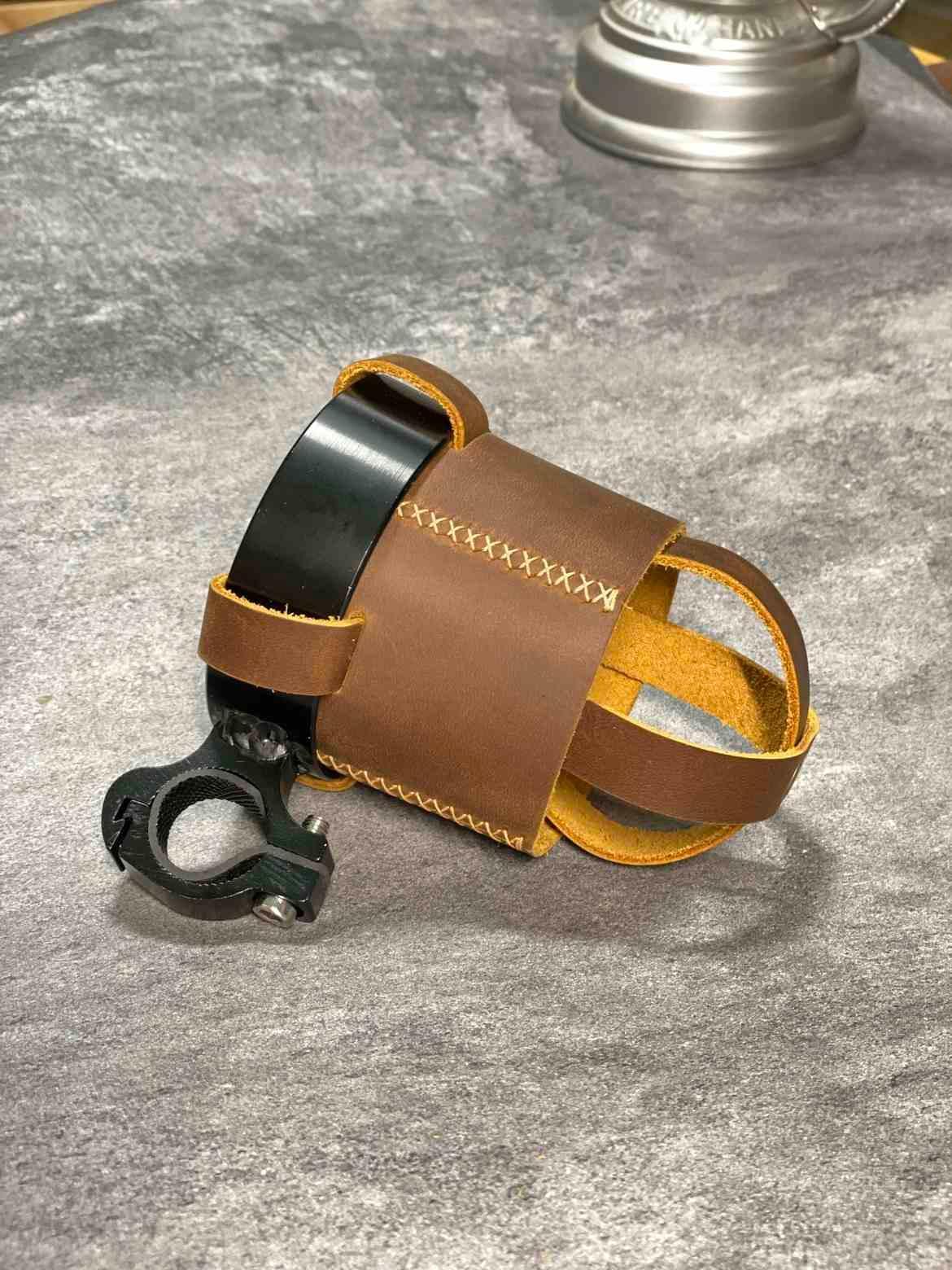 Handmade Leather Motorcycle Water Bottle Holder