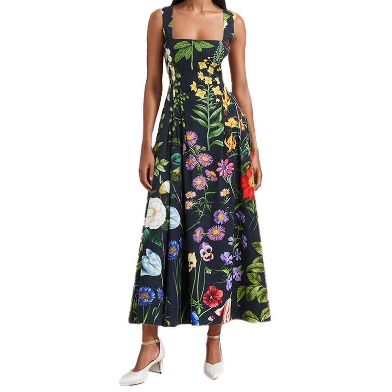 Women's Spring Elegant Sleeveless Printed Sexy Casual Dress