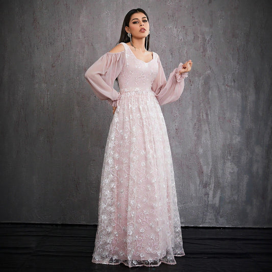 Slim Fit Ball Dress Floral Tight Waist Maxi Dress Ball Party Adult Formal Dress Daily Evening Dress