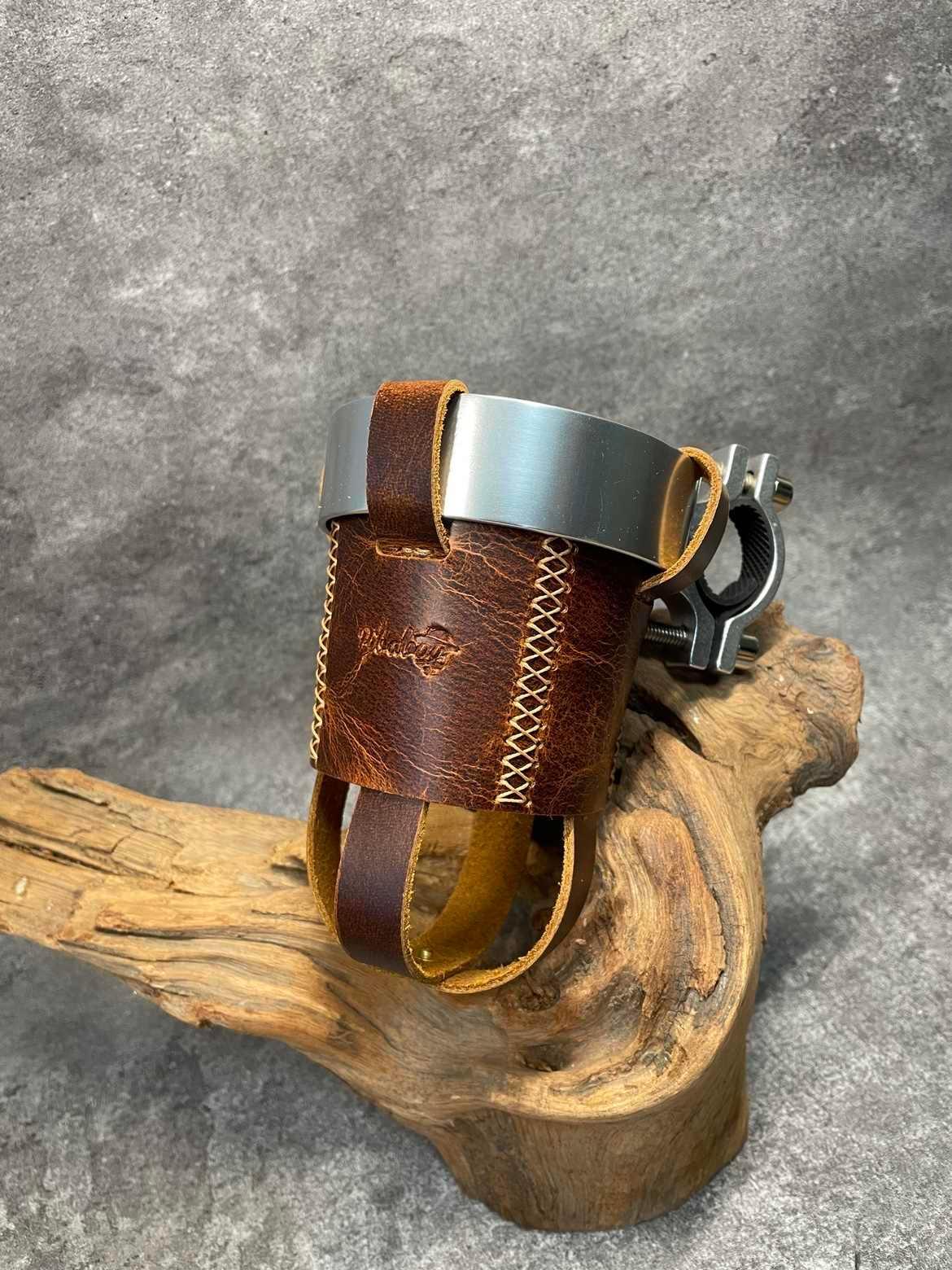 Handmade Leather Motorcycle Water Bottle Holder