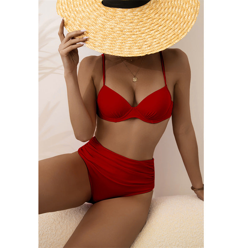 Foreign Single Bikini Swimsuit Women Split Sexy High Waist Bikini