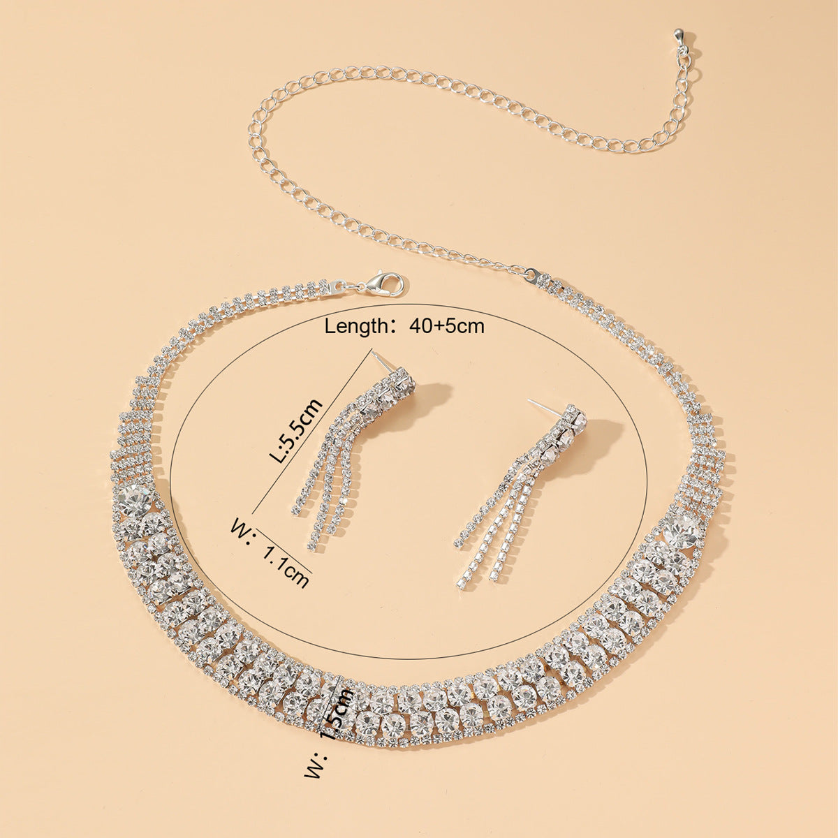 Luxury Super Flash Rhinestone Suite Bridal Jewelry Set