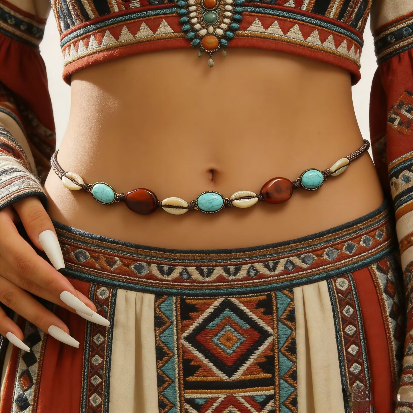 Bohemian Waistband Dress Belt Vintage Woven Cinch Belt for Women