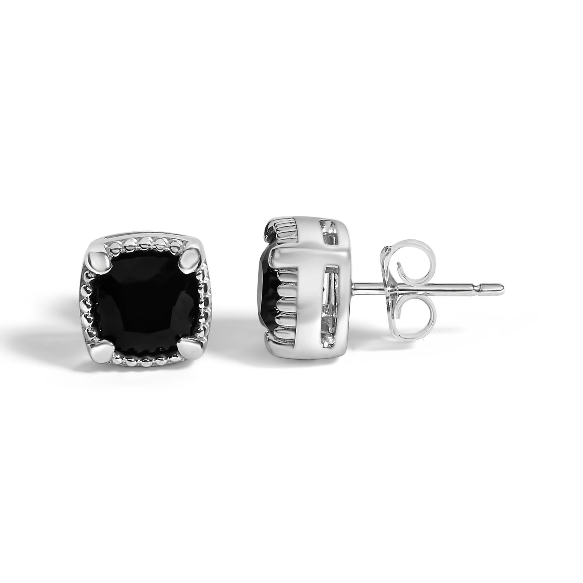 Sterling Silver Cushion Onyx 3-Piece Jewelry Set Ring Earrings Pendant 18 Inch Cable Chain-3