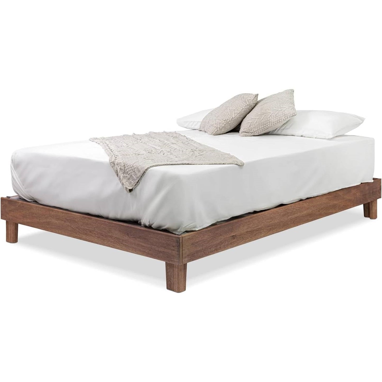 Twin size Solid Wood Heavy Duty Platform Bed Frame in Oak Finish - Made In USA-2