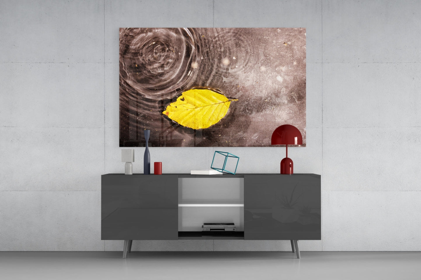 Yellow Leaf Glass Wall Art
