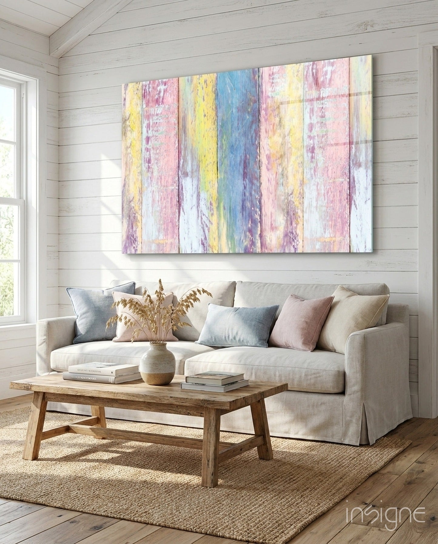 Painted Wood Glass Wall Art