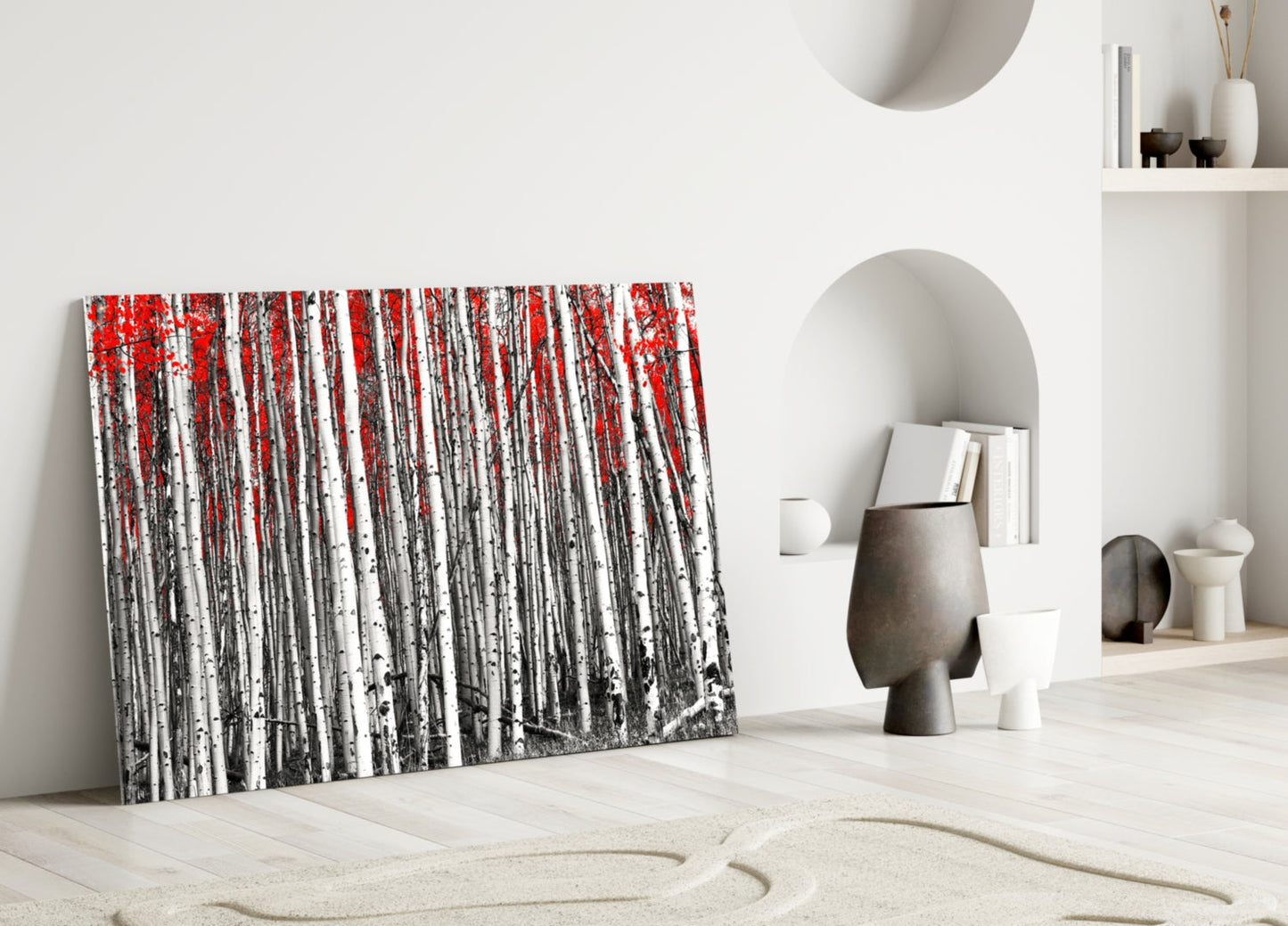 Red Forest Glass Wall Art