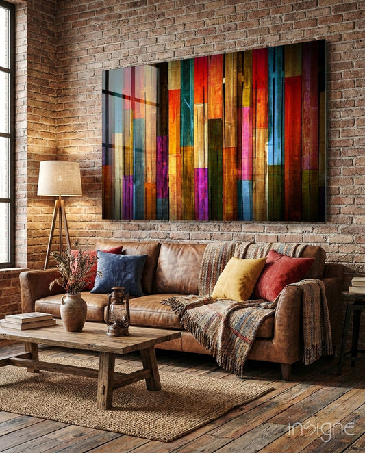 Painted Wood Glass Wall Art