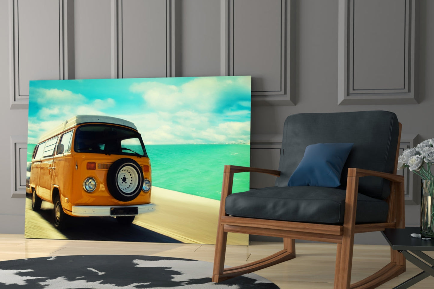 Vosvos Minibus Glass Wall Art
