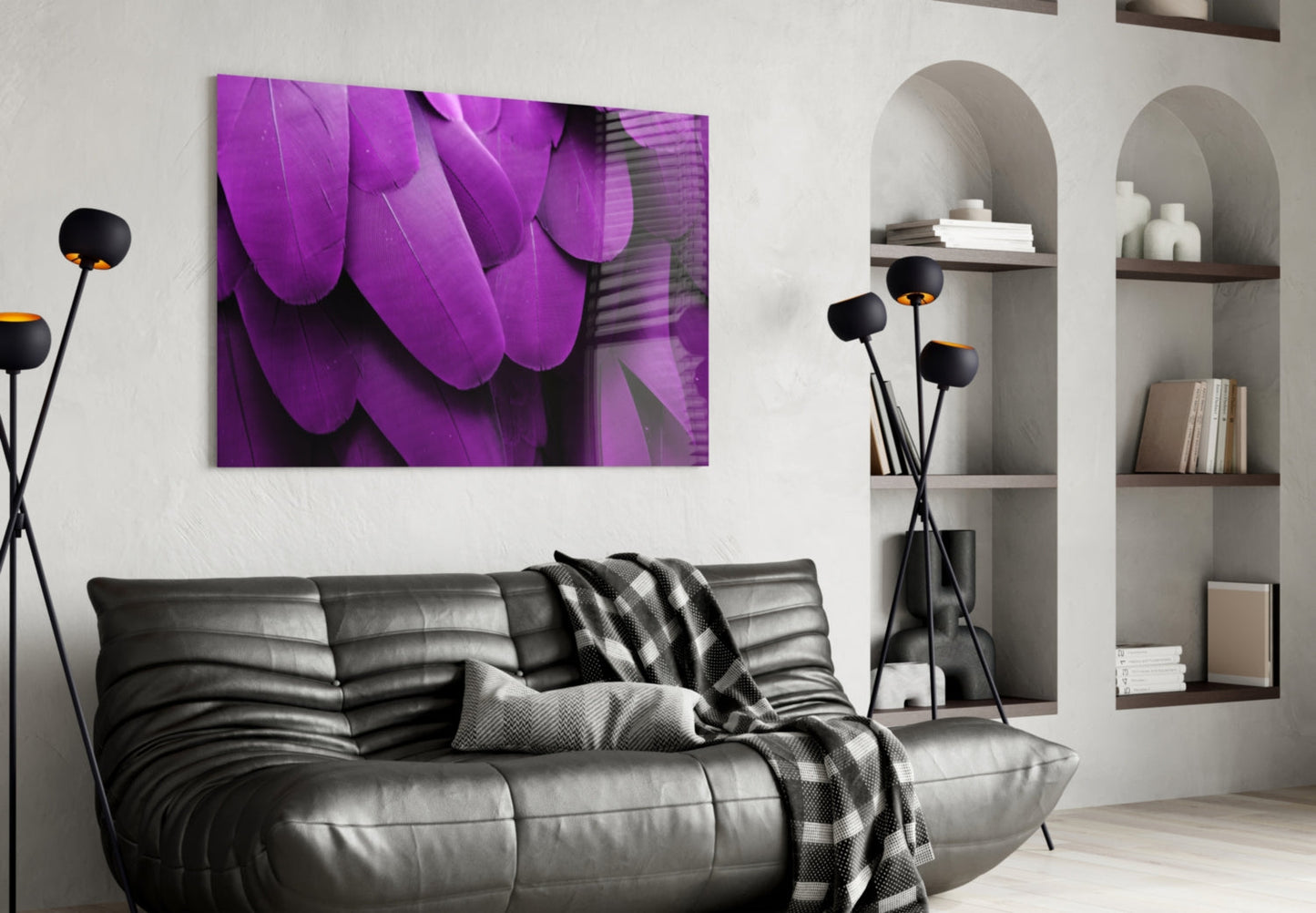 Bird Feathers Glass Wall Art