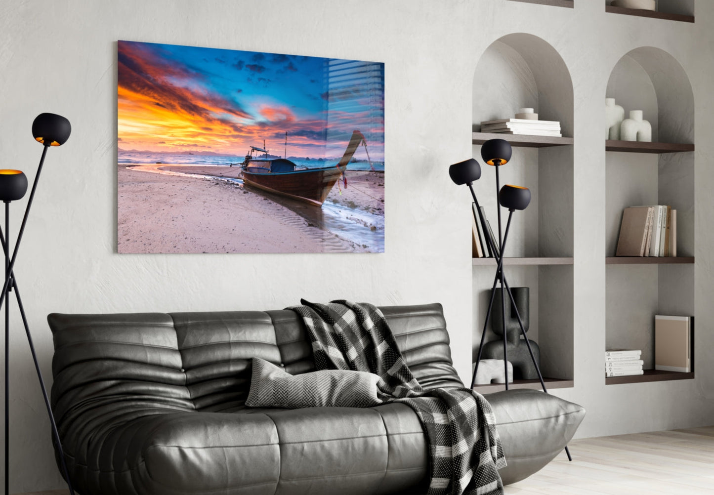 Red Sky Glass Wall Art