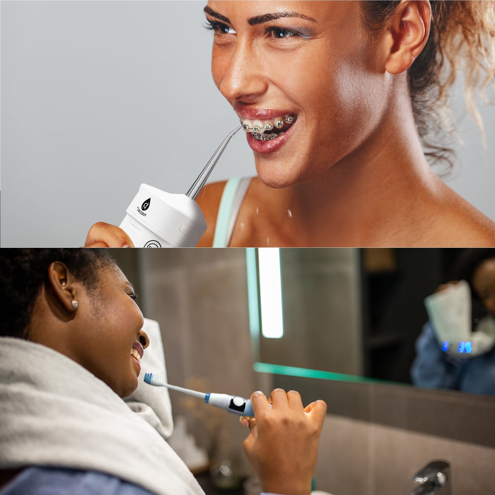 Compact Travel Oral Care Bundle: Portable USB Rechargeable Collapsible Water Flosser and Pursonic Portable Electric Toothbrush-2