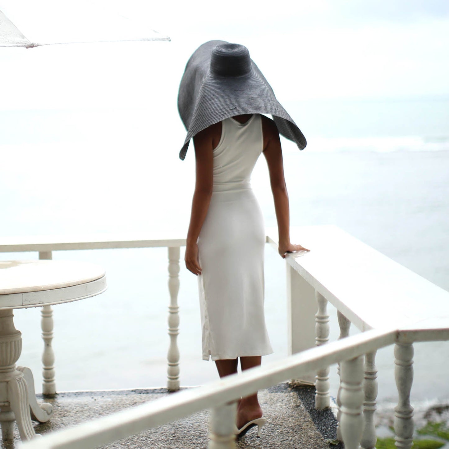 OLA Ecovero Rib Midi Dress In Off White