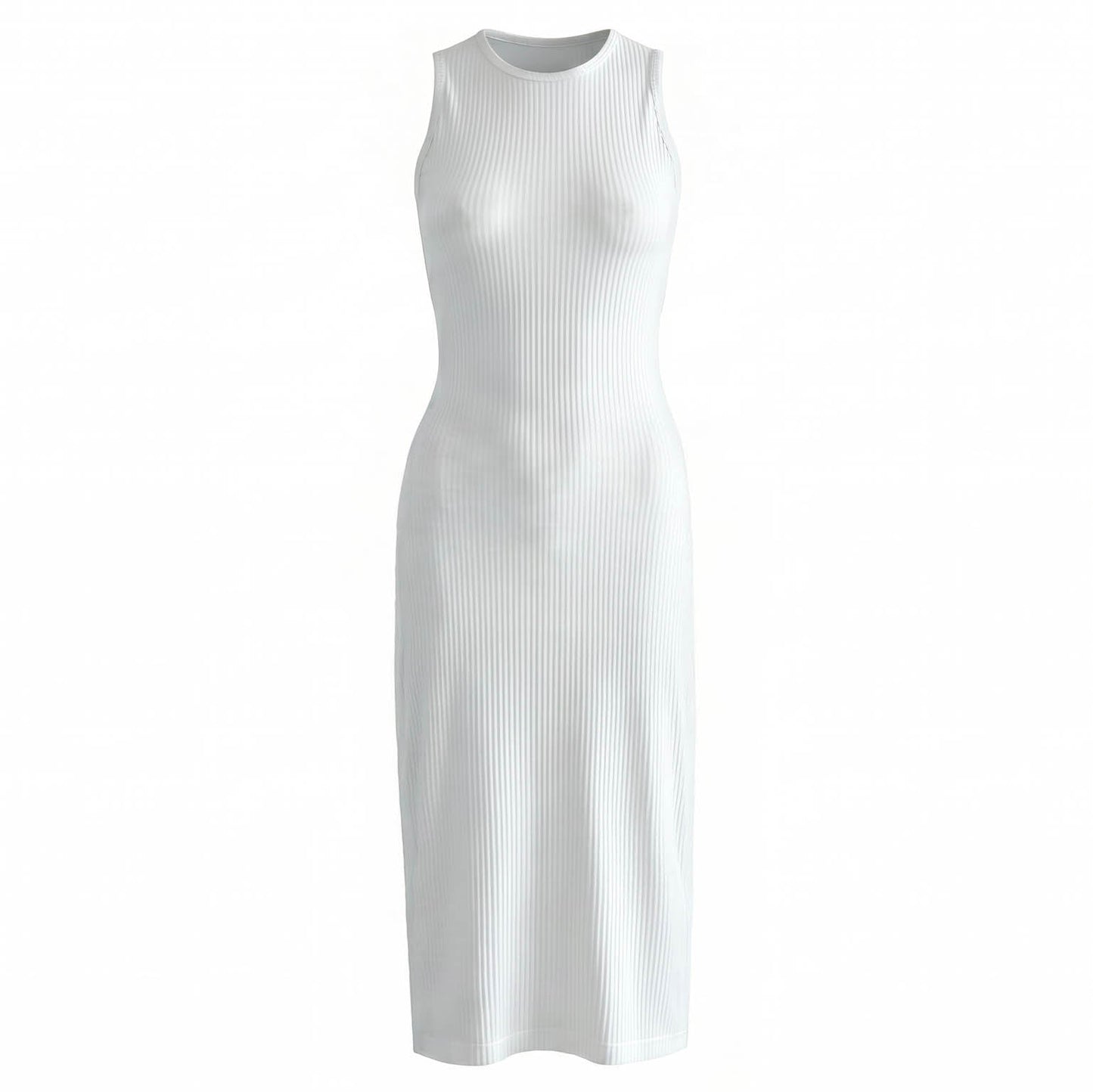 OLA Ecovero Rib Midi Dress In Off White