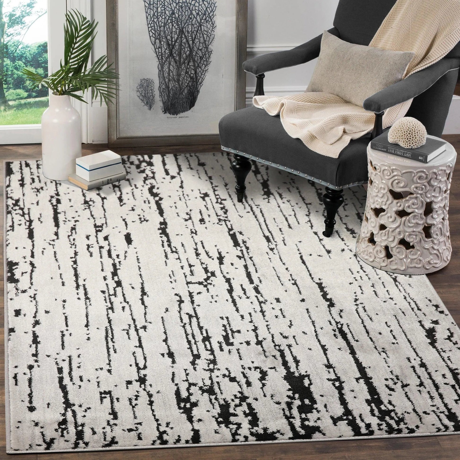 Multi Size Blue, Beige Machine Made Polypropylene Lisette Modern & Contemporary Oriental Area Rug-0