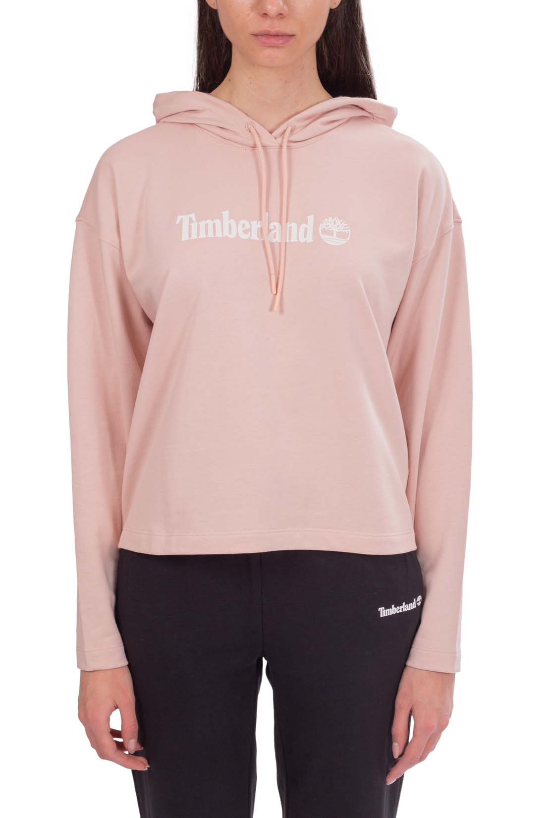TIMBERLAND - Women's boxy hoodie with linear logo  - Size L-4